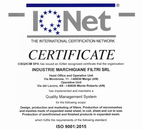 Certificato ISO 9001-2015